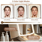 Makeup Mirror With Lights, Tri-Fold Vanity Mirror, 3 Colors, 5X/10X