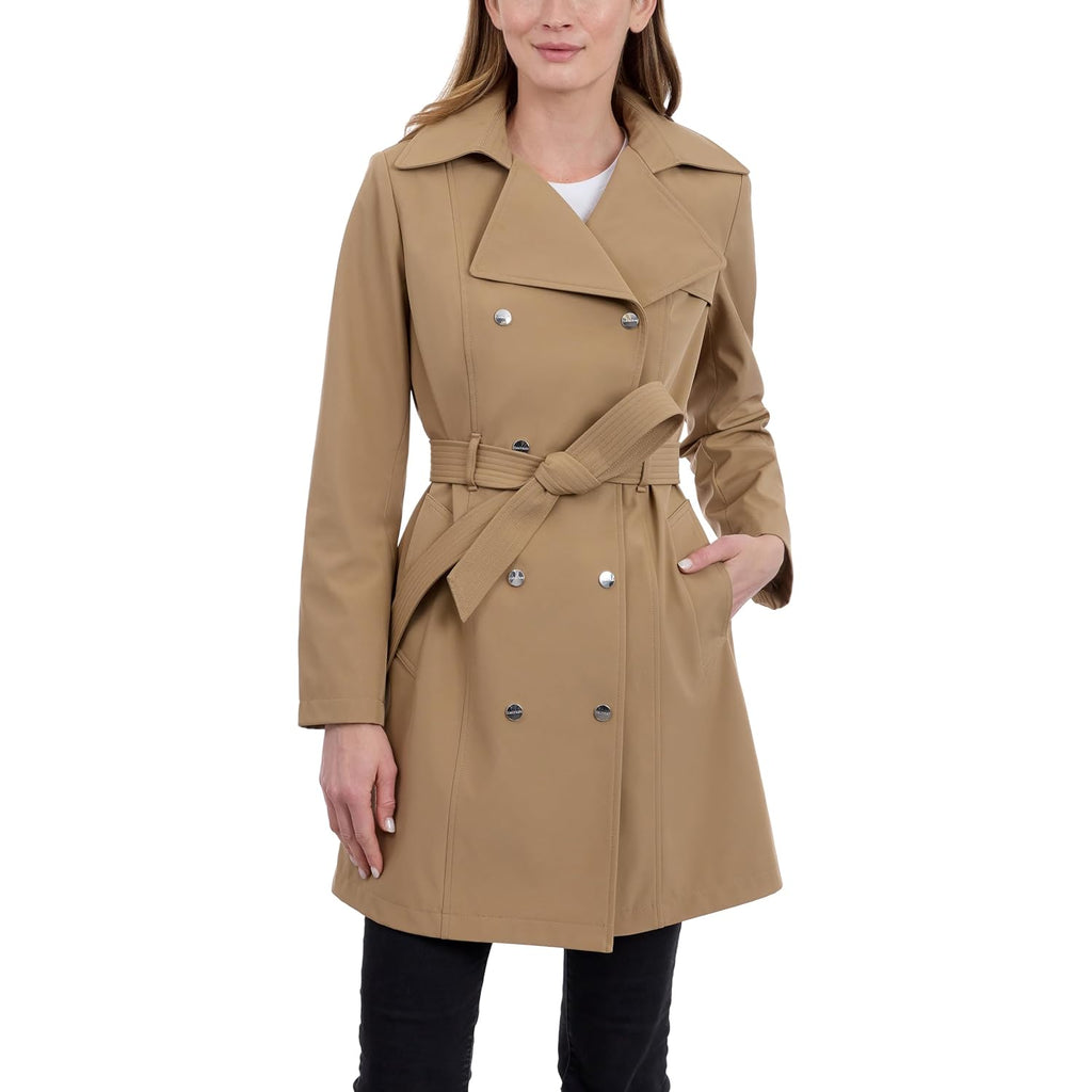 Calvin Klein Women'S Trench Coat, Double Breasted With Detachable Hood And Belt