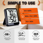 Room Thermometer Indoor Hygrometer Humidity Meter Gauge Digital Temperature And Humidity Sensor Monitor For Home Office House Pets Plants - Aaa Battery Included