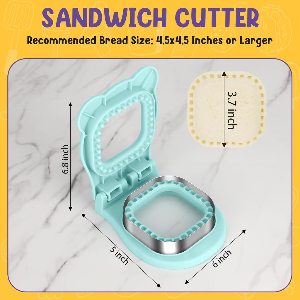 Tacgea Uncrustable Sandwich Maker – 3.7 Inch Sandwich Sealer And Cutter For Lunchbox And Breakfast, Square Shape, Light Blue