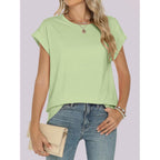 Anrabess Womens Tops Summer Cap Sleeve Basic Tee Shirts 2026 Trendy Loose Fit Casual Dressy Business Work Tshirts Clothes