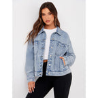 Glamaker Womens Oversized Jean Jacket Casual Long Sleeve Button Down Denim Jacket Fall Coat