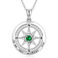 Meeshi Silver Compass Necklace for Women Birthday Gifts for Wife Anniversary Necklace for Women Rose Flower Birthstone Necklaces for Wife Jewelry for Womens Girlfriend Mom Daughter