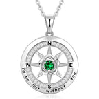 Meeshi Silver Compass Necklace for Women Birthday Gifts for Wife Anniversary Necklace for Women Rose Flower Birthstone Necklaces for Wife Jewelry for Womens Girlfriend Mom Daughter