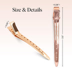 Kitsch Professional Alligator Clips - 3.5" Aluminum Duckbill Hair Clips For Styling | Great For Salon & Makeup Application - Rose Gold, 6 Pcs