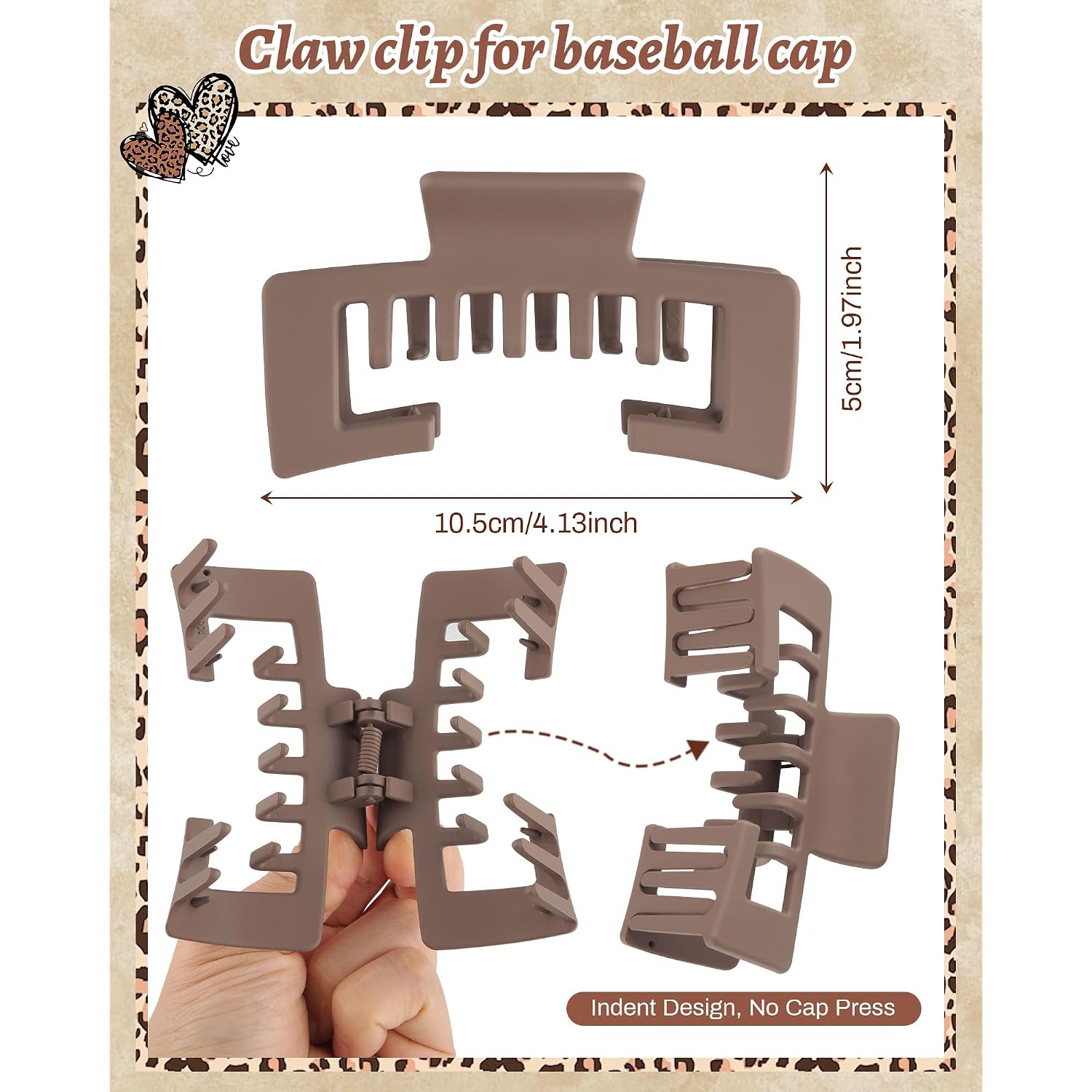 Hat-Friendly Claw Clips For Baseball Caps - 4 Pcs Trucker Hat Hair Clips For Women, Claw Clips For Thick Hair Hat Hairstyles, Gifts Hair Accessories