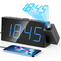 Digital Projection Alarm Clocks For Bedrooms - Large Led Display, 180° Rotatable Projector, 5-Level Dimmer,Usb Charger,Battery Backup,Loud Dual Alarms For Kids Elderly,Heavy Sleepers,Snooze,12/24H,Dst
