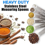 Measuring Spoons, Premium Heavy Duty Stainless Steel Measuring Spoons Cups Set, Small Tablespoon With Metric And Us Measurements, Set Of 6 For Measuring Dry And Liquid Ingredients