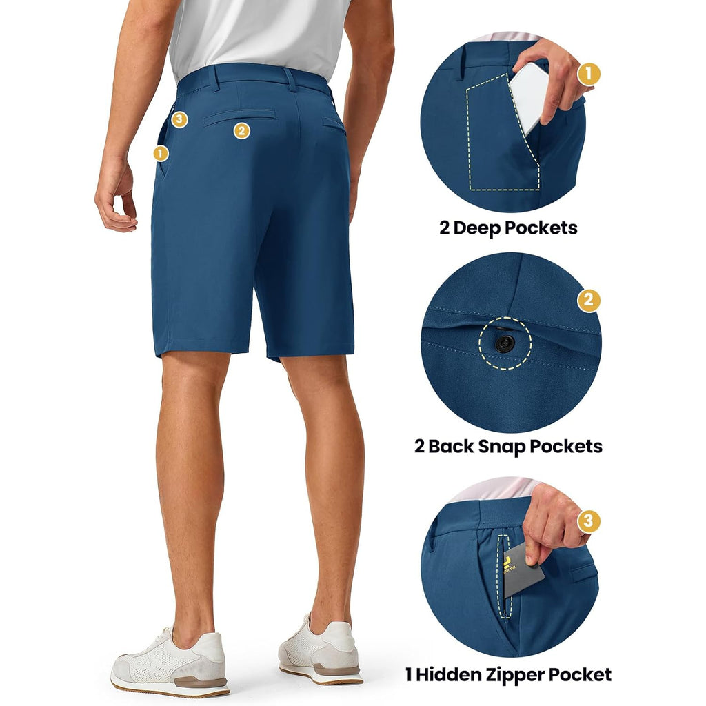 Tbmpoy Men'S 9" Golf Shorts Stretch Dress Quick Dry Casual Flat Front Elastic Waist Work Shorts For Men With 5 Pockets