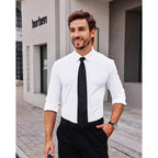 Alimens & Gentle Stretch Mens Dress Shirts Slim Fit Long Sleeve Casual Skinny Muscle Fit Wrinkle Free Button Down Shirt