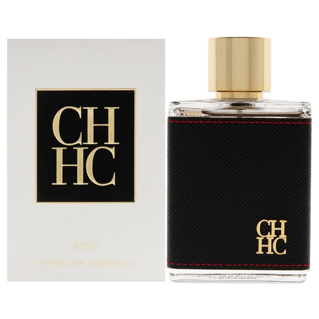 Carolina Herrera Ch Fragrance For Men - Amber Scent Of Leathery Wood And Adventure - Begins With The Warmth Of Wood And Smooth Touch Of Leather - Recommended For Evening Wear - Edt Spray - 3.4 Oz