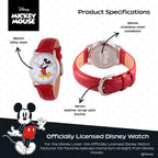 Disney Mickey Watch - Watch For Women - Mickey Mouse Watches For Women Toys - 90S Mouse - Vintage - Articulating Hands - Gold Case - Brown Leather Strap