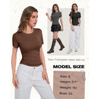 NexiEpoch 5 Pack T Shirts for Women - Crew Neck Short Sleeve Crop Tops Plain Casual Basic Tees Fitted Clothes Cute Y2K Outfit