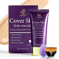 Body Coverage Perfector - Waterproof Body Makeup With Brush & Marshmallow Puff - No Transfer, Full Coverage For Tattoos, Scars, Veins (2.0Oz Natural Beige)