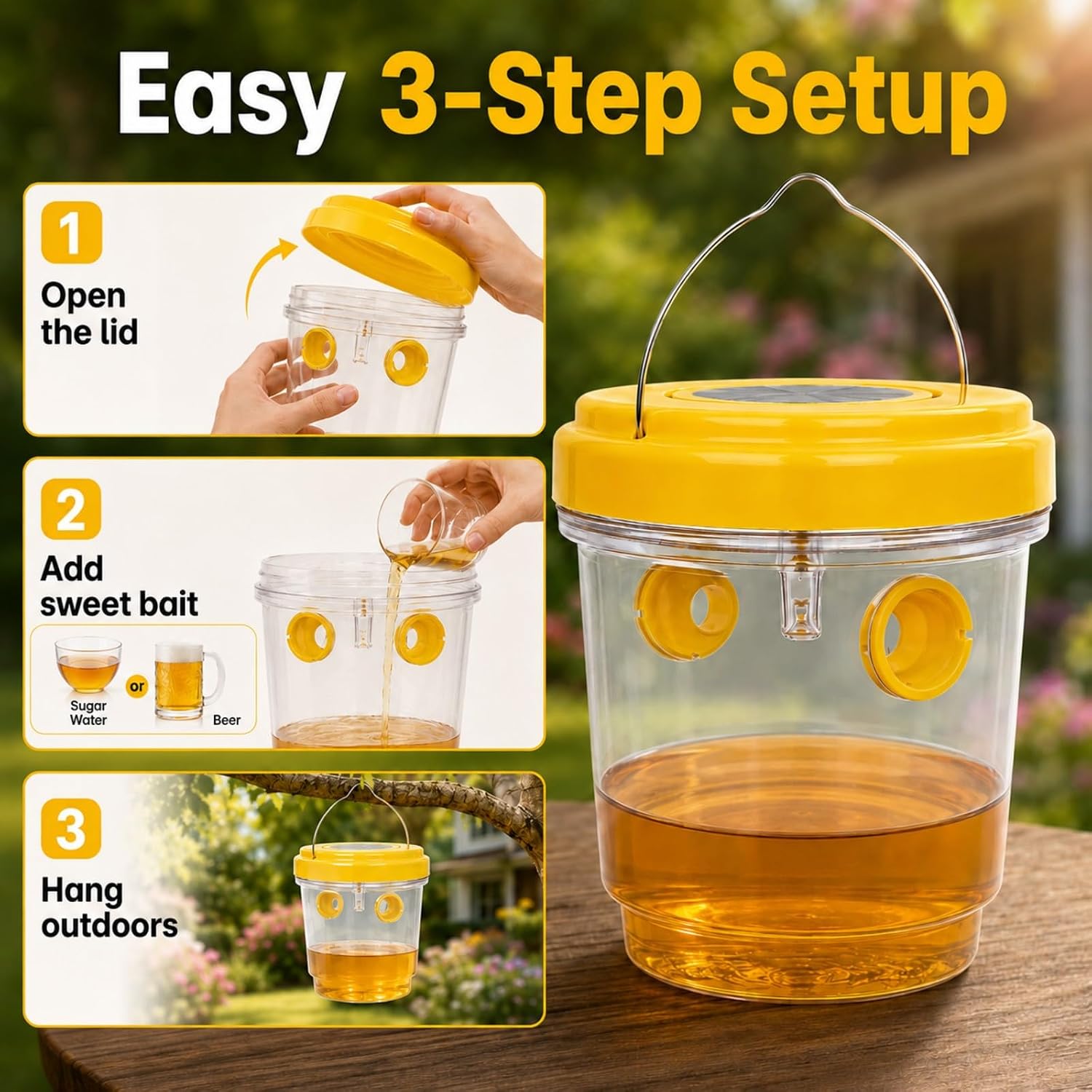 4 Pack 2026 New Upgrade Wasp Trap Outdoor Hanging, Yellow Jacket Traps, Bee Traps Outdoor Hanging, Carpenter Bee Traps For Outside, Hornet Traps