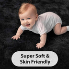 FinRèc Soft Black Area Rugs for Bedroom Living Room, 4x6 Feet Modern Indoor Fluffy Shaggy Rug, Non-Slip Fuzzy Furry Rug for Nursery Kids Room Dorm Room Home Decor, High Pile Plush Floor Carpet