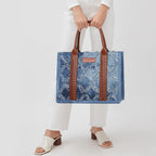 Denim Tote Bag For Women Top Handle Satchel Purse Boho Shoulder Handbags With Wristlet