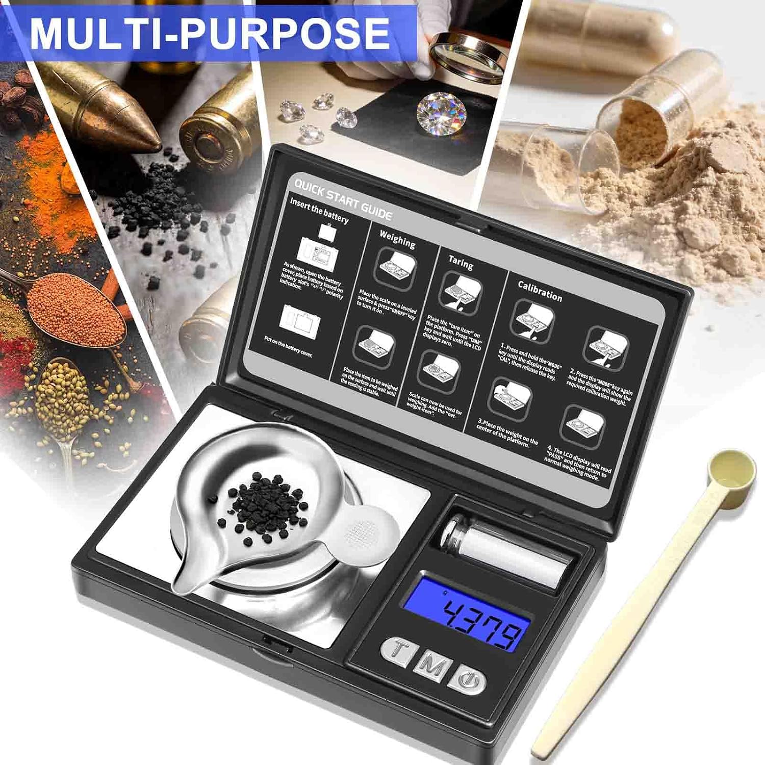 Milligram Scale 50G X 0.001G, Powder Scale 0.001G Accuracy | Micro Scale For Weighing Powders & Jewelry, 50G Calibration Weight For Mg Scale, 6 Units, Tare, Lcd Display