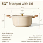 Carote 5 Qt Nonstick Stock Pot With Lid Soup Pot, Ceramic 5 Quart Casserole With Lid, Easy To Clean Non Stick Cooking Pot Cookware Pfoa Free, Ceramic Oatmeal