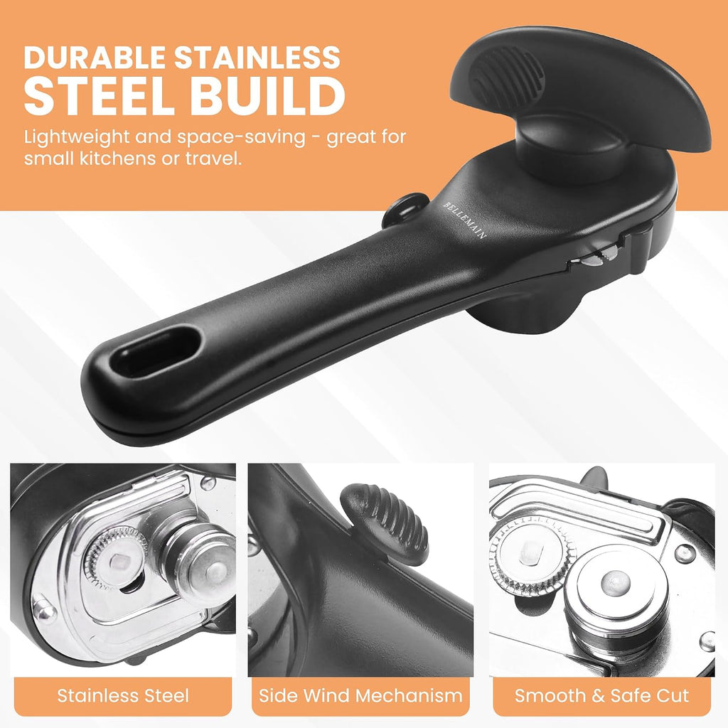 Bellemain Ergonomic Can Opener, Easy Safe-Cut For Seniors & Restaurants