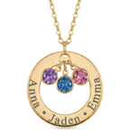 Birthstone Necklace for Mom Jewelry for Women Grandma Necklace Personalized Mothers Day gifs Necklace with 2 Children Kids Names -CIR-BSN