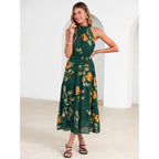 Simplee Womens Summer Halter Wedding Guest Dress Maxi Floral Vacation Boho Sundresses Flowy Formal Long Travel Dresses 2026
