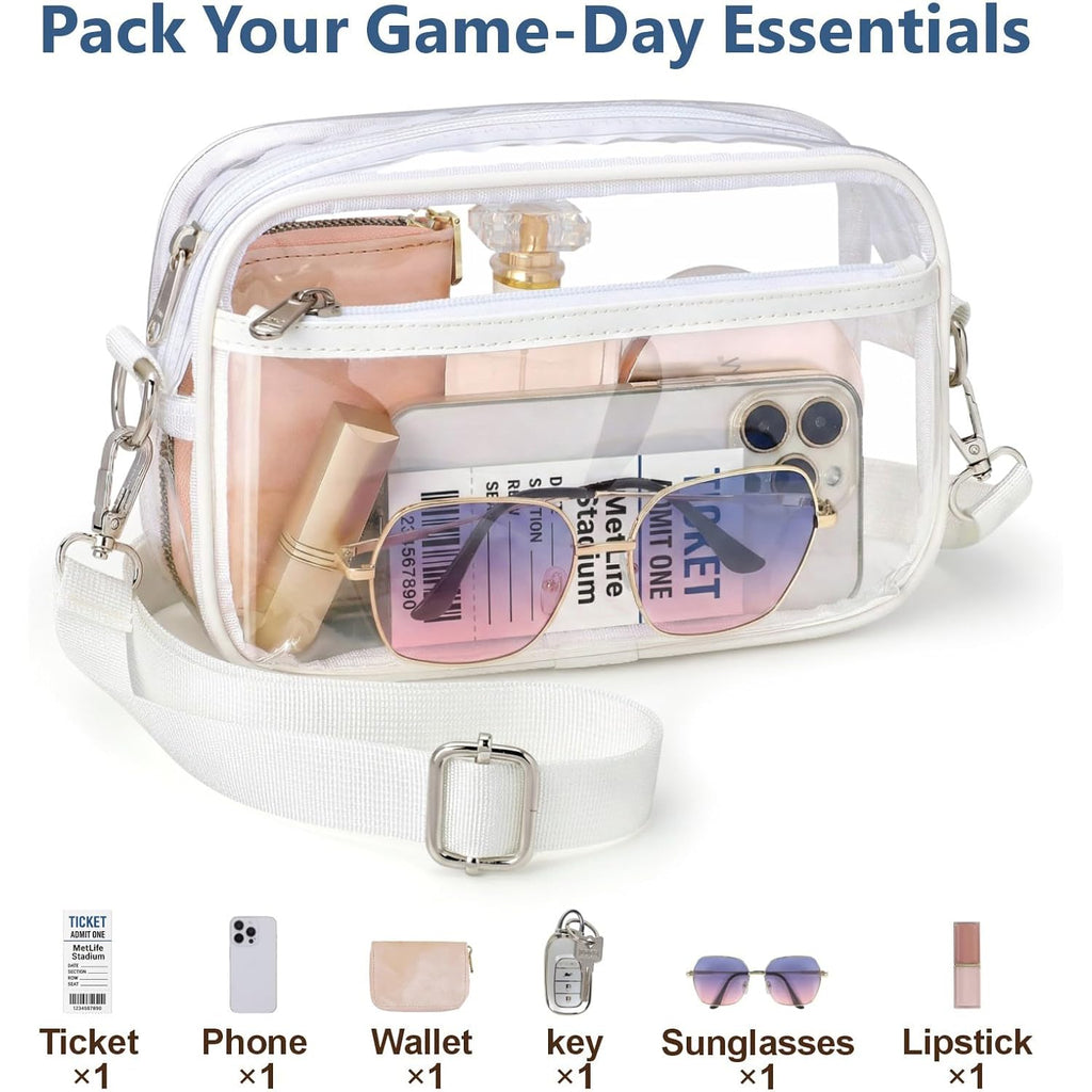 PACKISM Clear Bag for Stadium Events - Clear Purses for Women Stadium Crossbody Concert Bag for Game Day, Sports, Festival