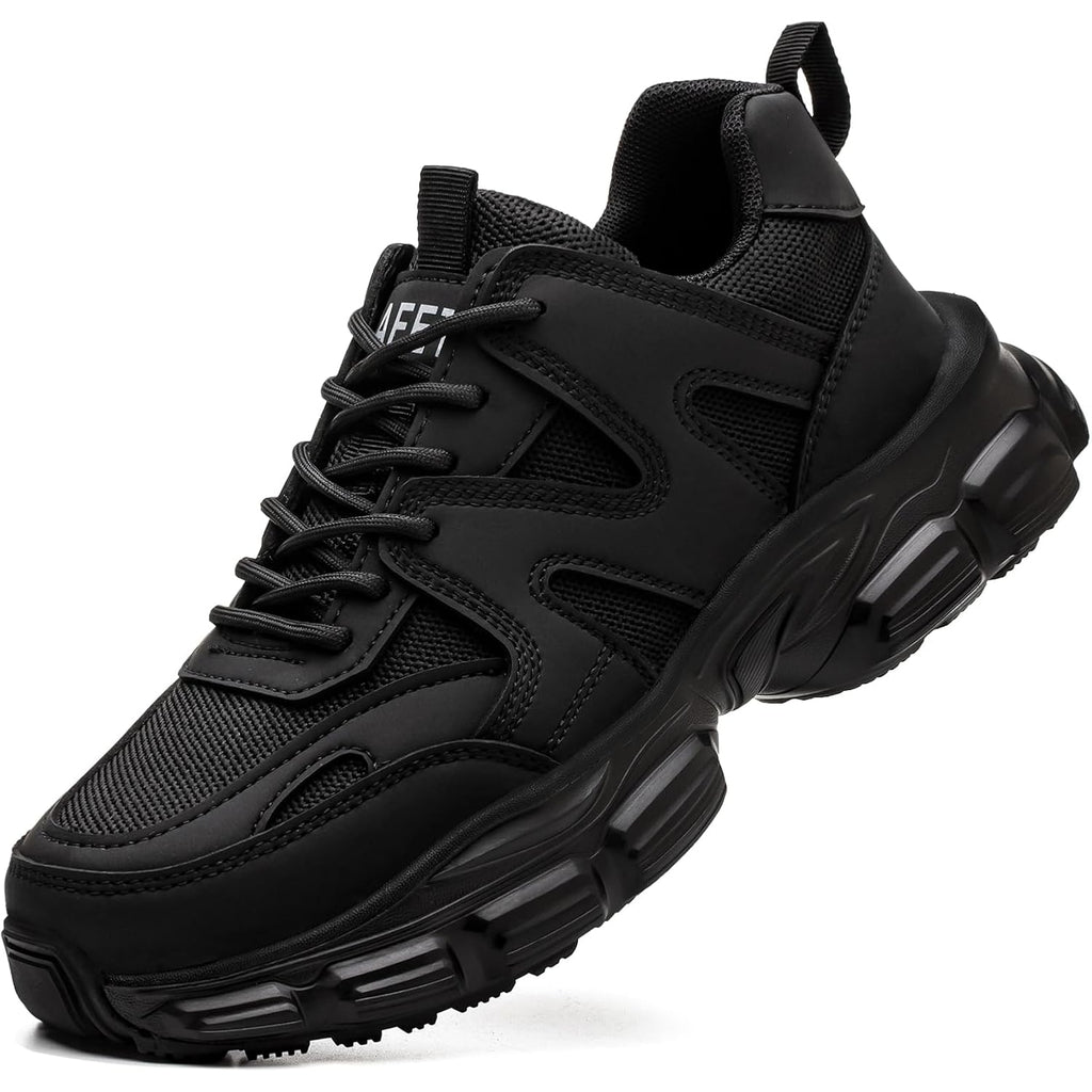 Hogent Steel Toe Shoes For Women Men Wide Non Slip Composite Work Sneakers Indestructible Comfortable Safety Tennis Shoes Lightweight Breathable Construction Sneakers Puncture Proof Ergonomic Design