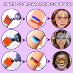 Bowitzki 12 Color Face Paint Set Waterproof & Smudge Proof, Sweatproof Cream Body Face Painting Makeup For Halloween, Carnival, Cosplay Party