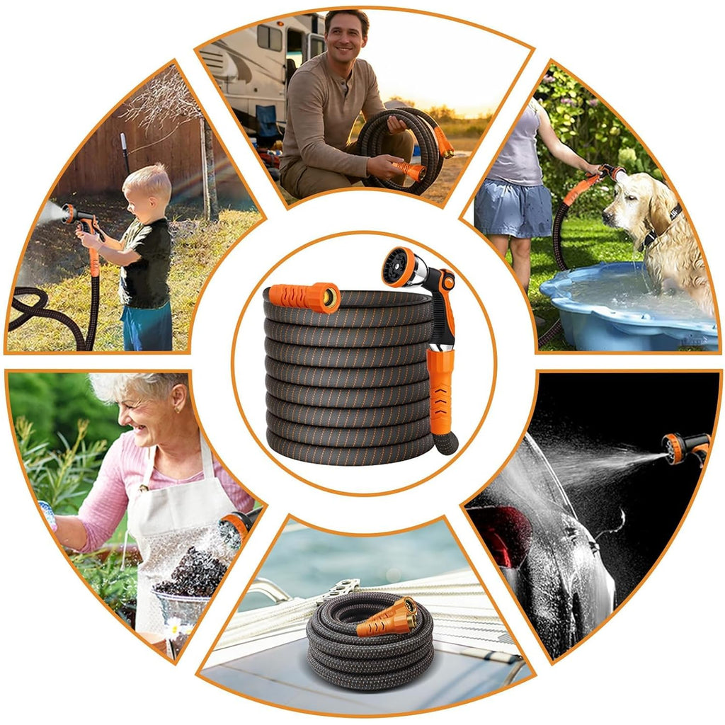 50Ft Ultra Lightweight Garden Hose, Flexible Water Hose, 10 Function Nozzle,Leak-Proof,Swivel Handle Non-Slip, Non-Kink Heavy-Duty Hose For Yard,Car,Rv,Outdoor Non|Expandable(50Ft)