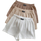 Women's Summer Shorts 3 Packs Elastic Waist Wide Leg Casual Cotton Shorts Sets