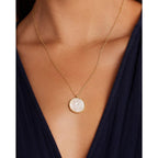 gorjana - Sunset Etched Necklace 19"-21" - 18k Gold-Plated - Mother of Pearl Pendant, Adjustable Chain - Layering Necklaces - Ideal Gifting Packaging