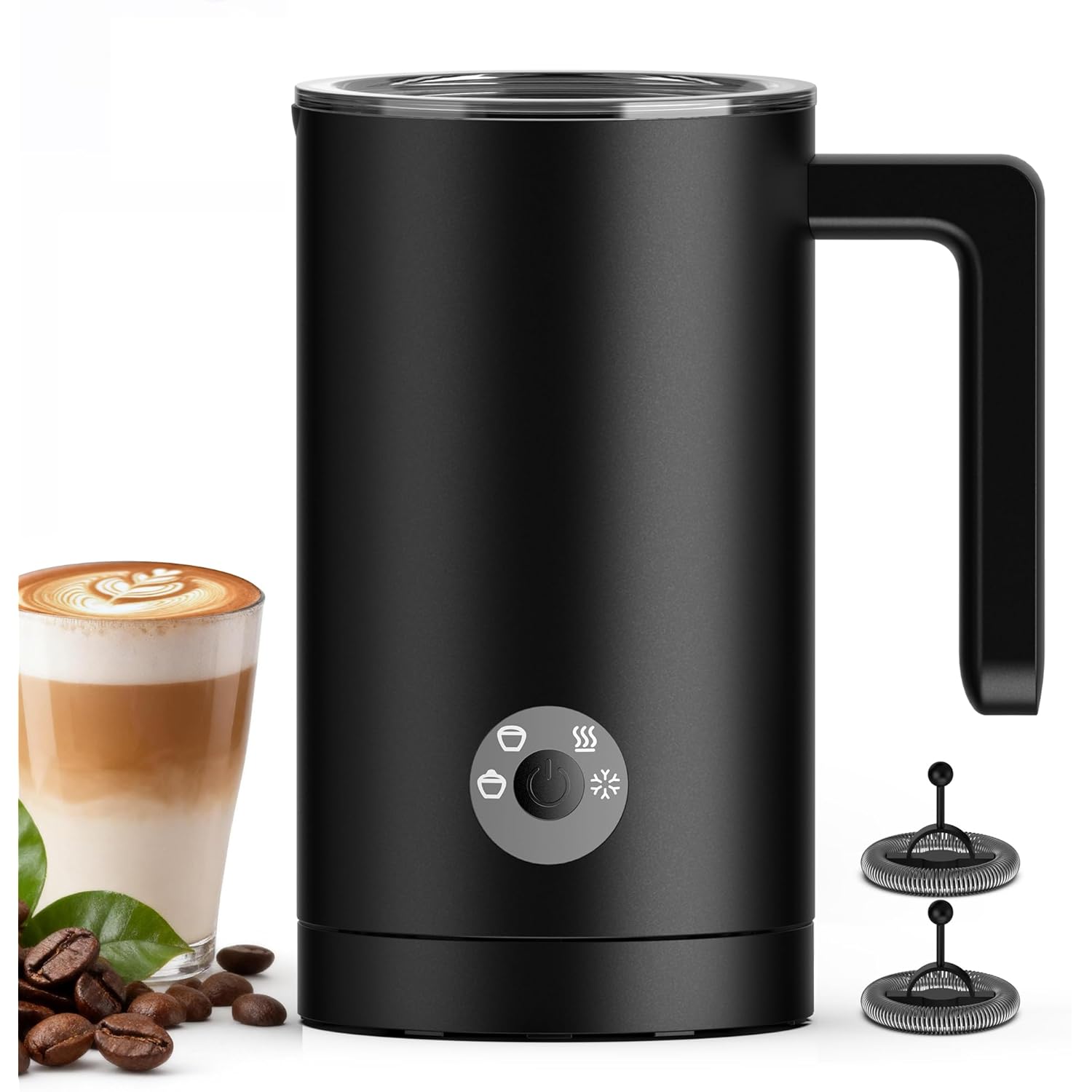 4-in-1 Electric Milk Frother & Steamer – Automatic Frother Machine, Barista-Style Hot & Cold Foam for Lattes, Cappuccinos, Iced Coffee, Quiet, One-Touch, Easy to Clean