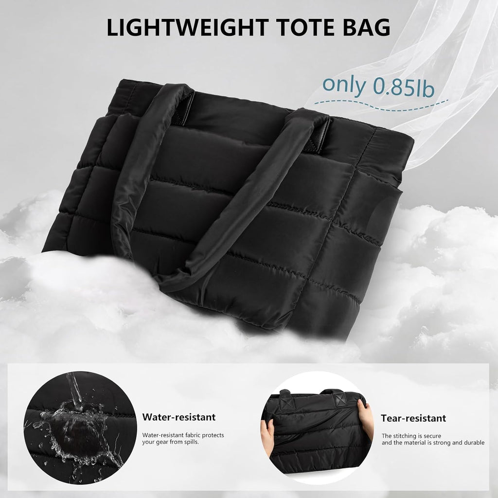 Puffer Tote Bag For Women Quilted Nurse Bag Lightweight Work Bag For Teacher Travel Handbag With Multiple Pockets