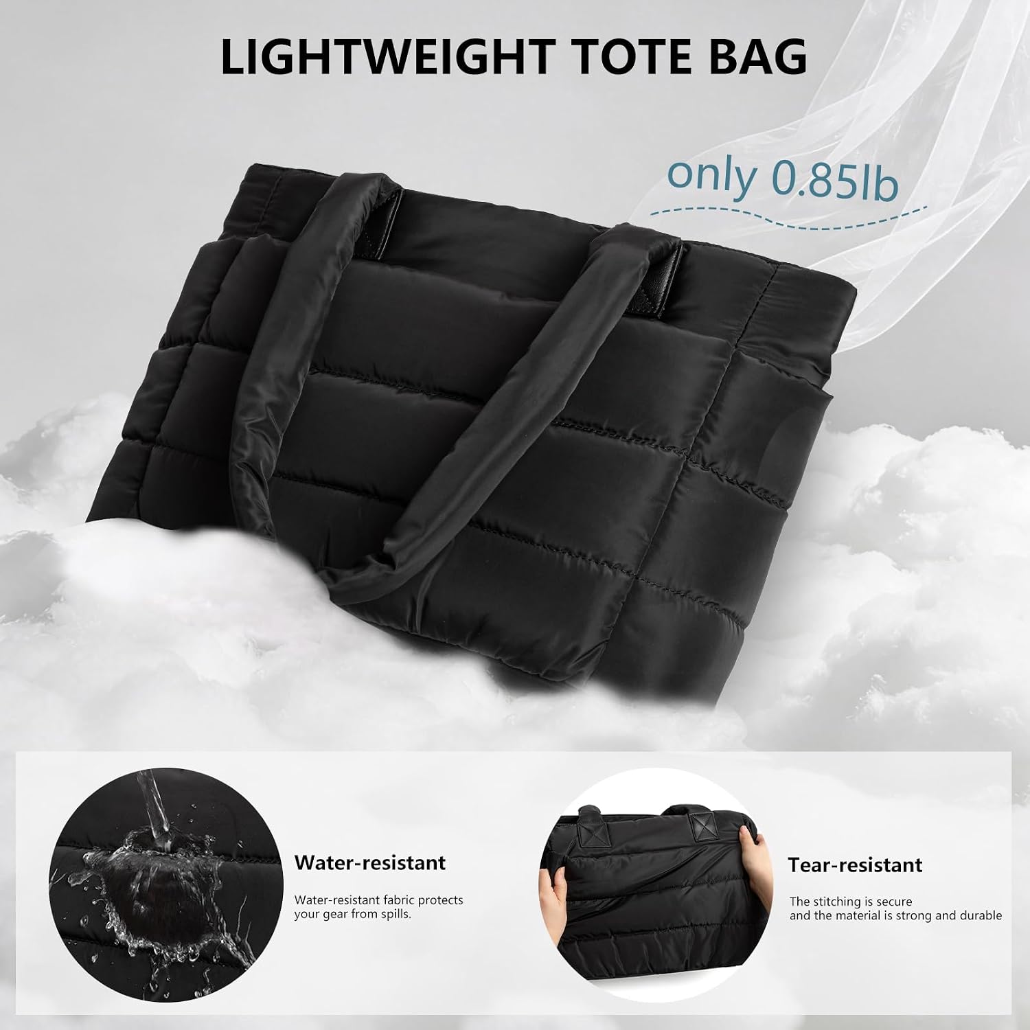Puffer Tote Bag For Women Quilted Nurse Bag Lightweight Work Bag For Teacher Travel Handbag With Multiple Pockets
