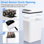 Bathroom Trash Cans With Lid 2 Pack 2.2 Gallon Touchless Automatic Motion Sensor Small Slim Garbage Can, Smart Electric Narrow Garbage Bin For Bedroom Office Kitchen (White)