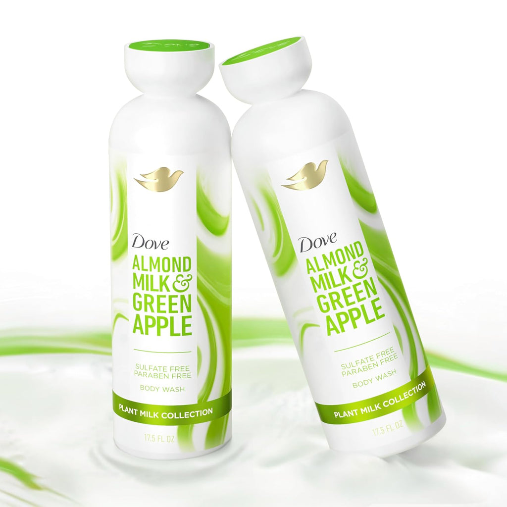 Dove Plant Milk Cleansing Body Wash Almond Milk & Green Apple For Moisturized Skin Gentle Cleanser, No Sulfates Or Parabens, Ph Balanced 17.5 Fl Oz