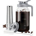 Cold Brew Coffee Maker - 2 Quart 64Oz Stainless Steel Filter Cold Brew Pitcher Jar, No Leaks Cold Brew Mason Jar Coffee Maker, Easy To Clean Cold Coffee Maker
