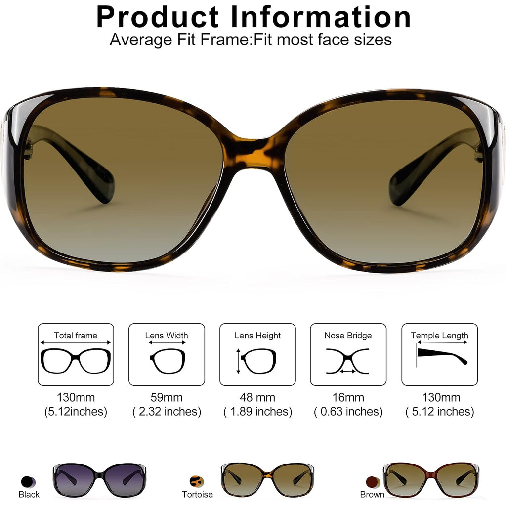 EYEGUARD Polarized Sunglasses for Women Retro Vintage Driving Sun glasses UV400 Protection Black + Tortoise