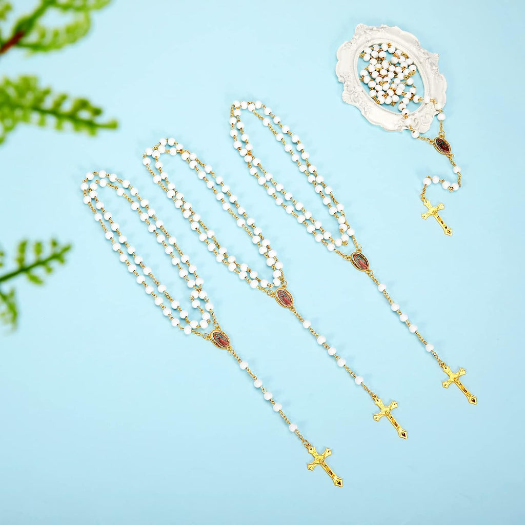 Jadive 100 Pcs Scented Rosary Beads Necklace with Gift Box Lady Guadalupe Wooden Rosary Beads Bulk with Crucifix for Women Men First Communion Baptism Favors Catholic Gifts