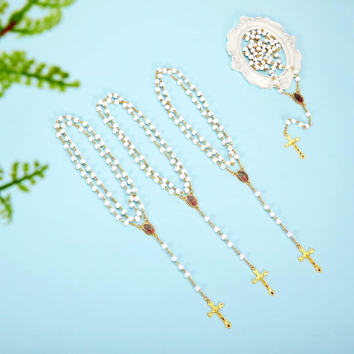 Jadive 100 Pcs Scented Rosary Beads Necklace with Gift Box Lady Guadalupe Wooden Rosary Beads Bulk with Crucifix for Women Men First Communion Baptism Favors Catholic Gifts