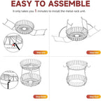 Sevenblue 2 Tier Large Fruit Basket for Kitchen Counter with 2 Banana Hangers, Metal Stackable Fruit Bowl for Kitchen Counter for Bread Vegetable Fruits, Black
