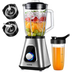 Gdor 1200W Blender For Smoothies And Shakes, 52 Oz Glass Jar & 22 Oz To-Go Cup Combo, Countertop Blender With 6-Leaf Blade, 3 Adjustable Speed For Juices, Frozen Fruit Drinks, Sauces, Self-Cleaning