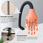 Practice Hand for Acrylic Nails, Professional Nail Practice Hand Nail Training Hand, Flexible Moveable False Fake Mannequin Hand for Nails Art Practice Display with 100Pcs Brown Fake Nail Tips
