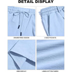 Men'S Linen Shorts Lightweight Cotton Breathable Casual Shorts For Men Summer Beach Vacation Yoga