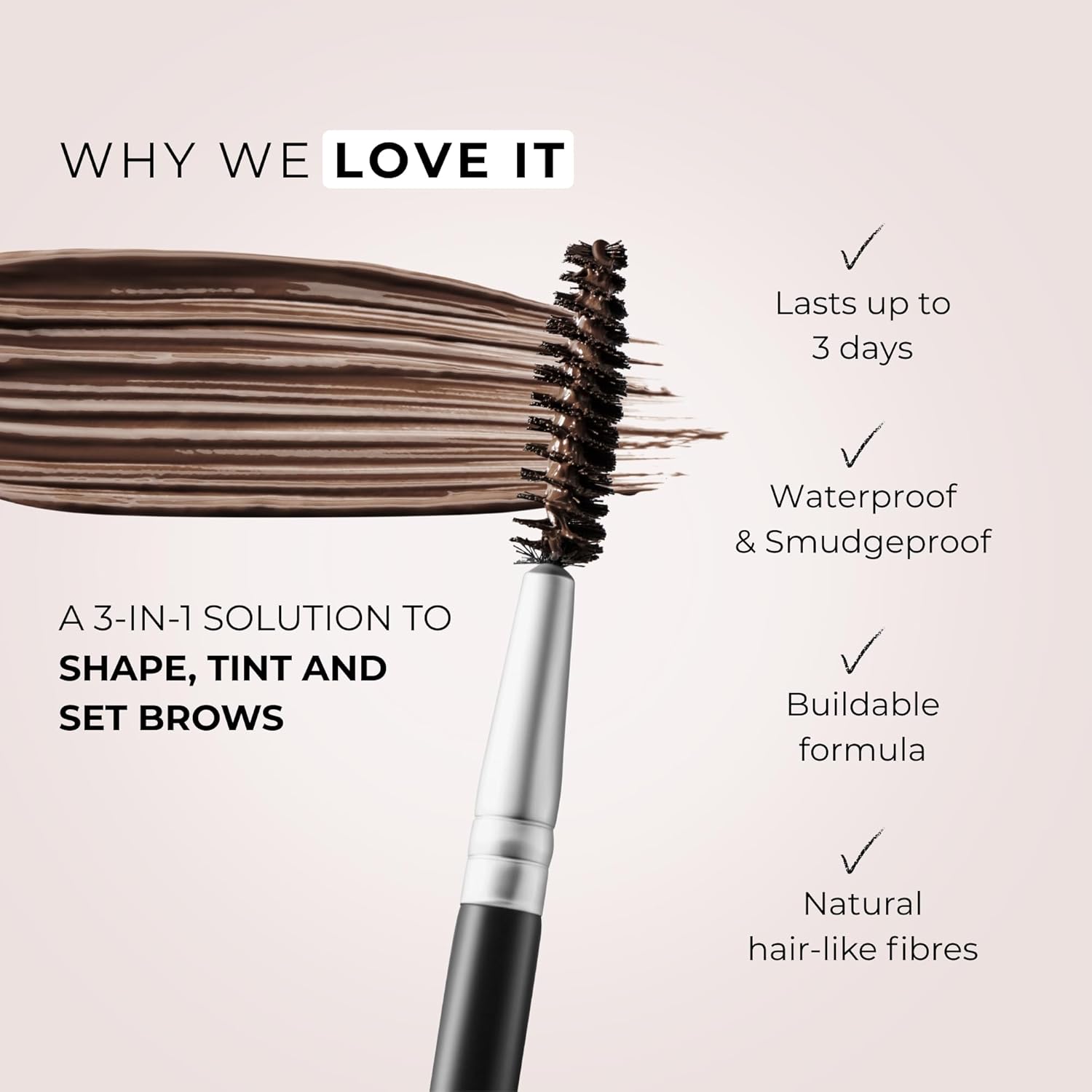 WUNDERBROW Eyebrow Gel, Waterproof, Smudgeproof, Long Lasting, Shade: Black/Brown, Vegan and Cruelty-Free