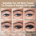 Evpct 6 Colors Natural Eyeshadow Palette, White Nude Pink Taupe Dark Black Matte High Pigment Blendable Mini Travel Eyeshadow Palette Makeup For Older Women, Long Lasting Waterproof, Built In Mirror