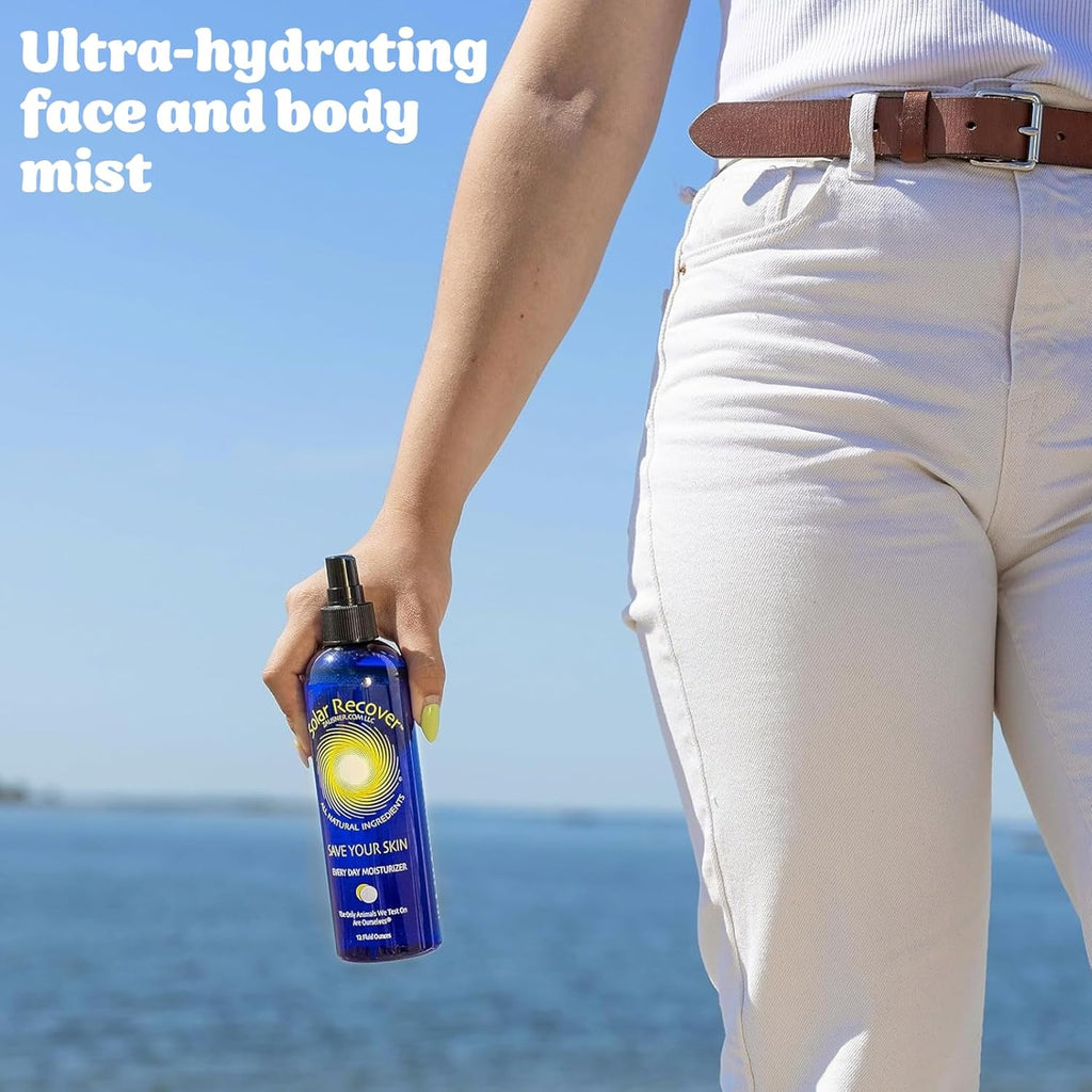 Solar Recover After Sun Moisturizing Spray (12 Ounce) - Hydrating Facial And Body Mist - 2460 Sprays Of Sunburn Relief With Vitamin E And Calendula - Lotion Delivered In Water - Made In The Usa