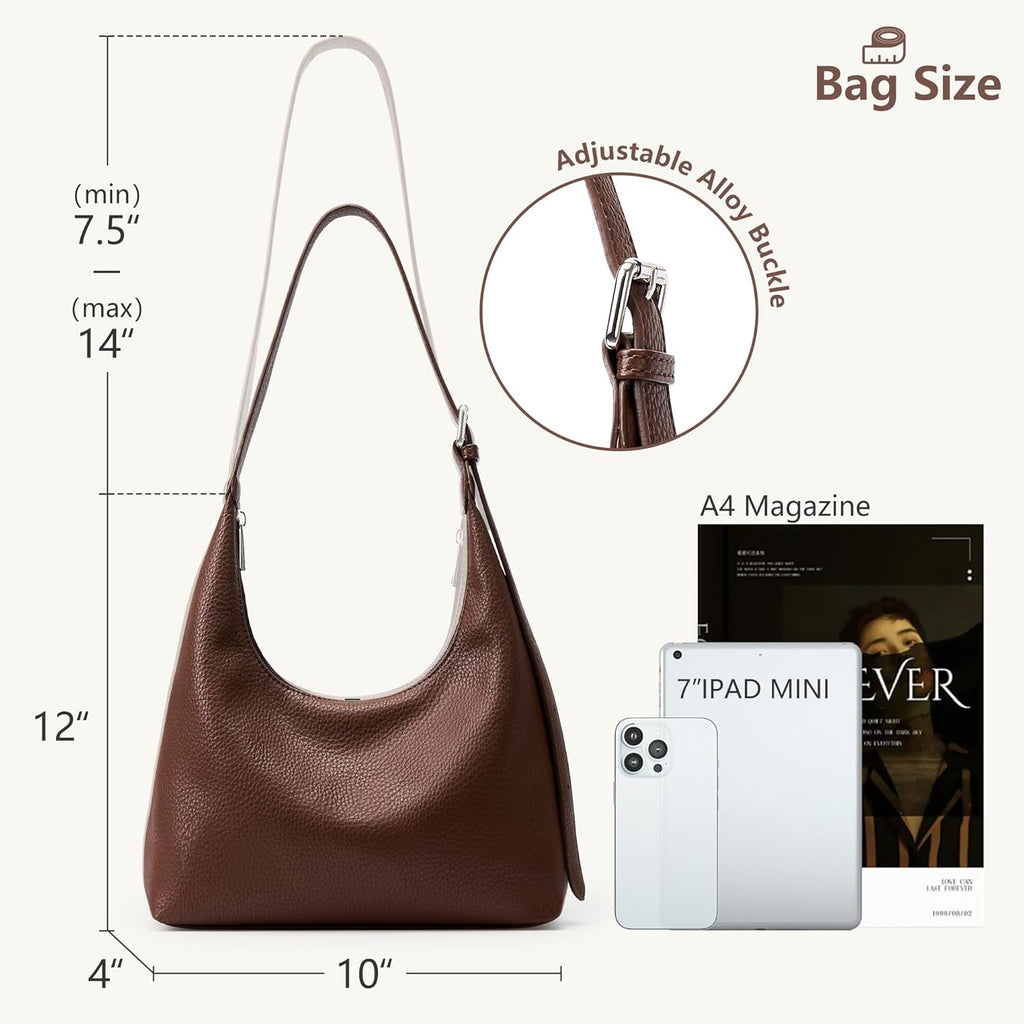KALIDI Crescent Tote Bag, Women Underarm Handbag Vegan Leather Zipper Shoulder Purse Hobo for Evening Shopping Casual