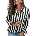 Siliteelon Button Down Shirts For Women Striped Dress Shirts Long Sleeve Casual Collared Office Work Blouses Tops